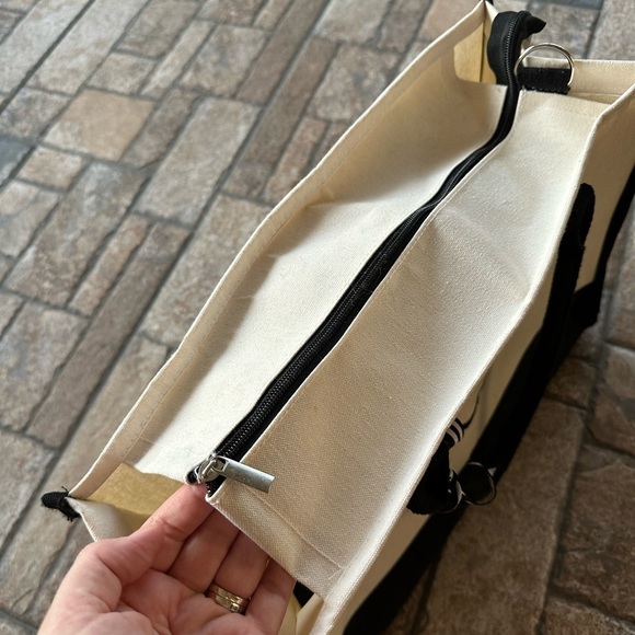 Never Used Black Cream Tote Bag with “C” on one side - Picture 5 of 7